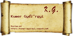 Kumer Györgyi névjegykártya